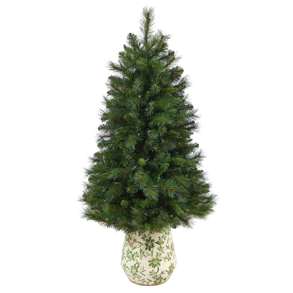 4.5' West Virginia Mountain Pine Artificial Christmas Tree w/ 100 Clear Lights