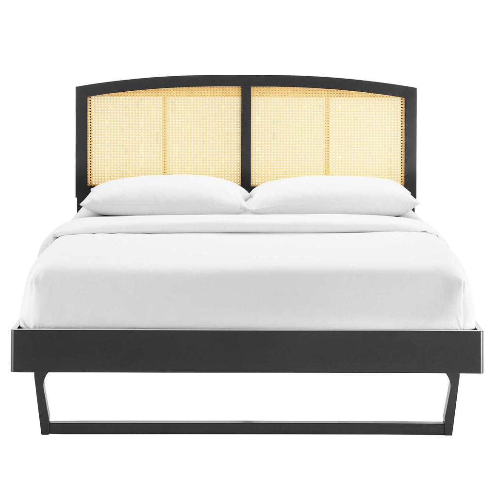 Sierra Cane and Wood Full Platform Bed With Angular Legs by Modway