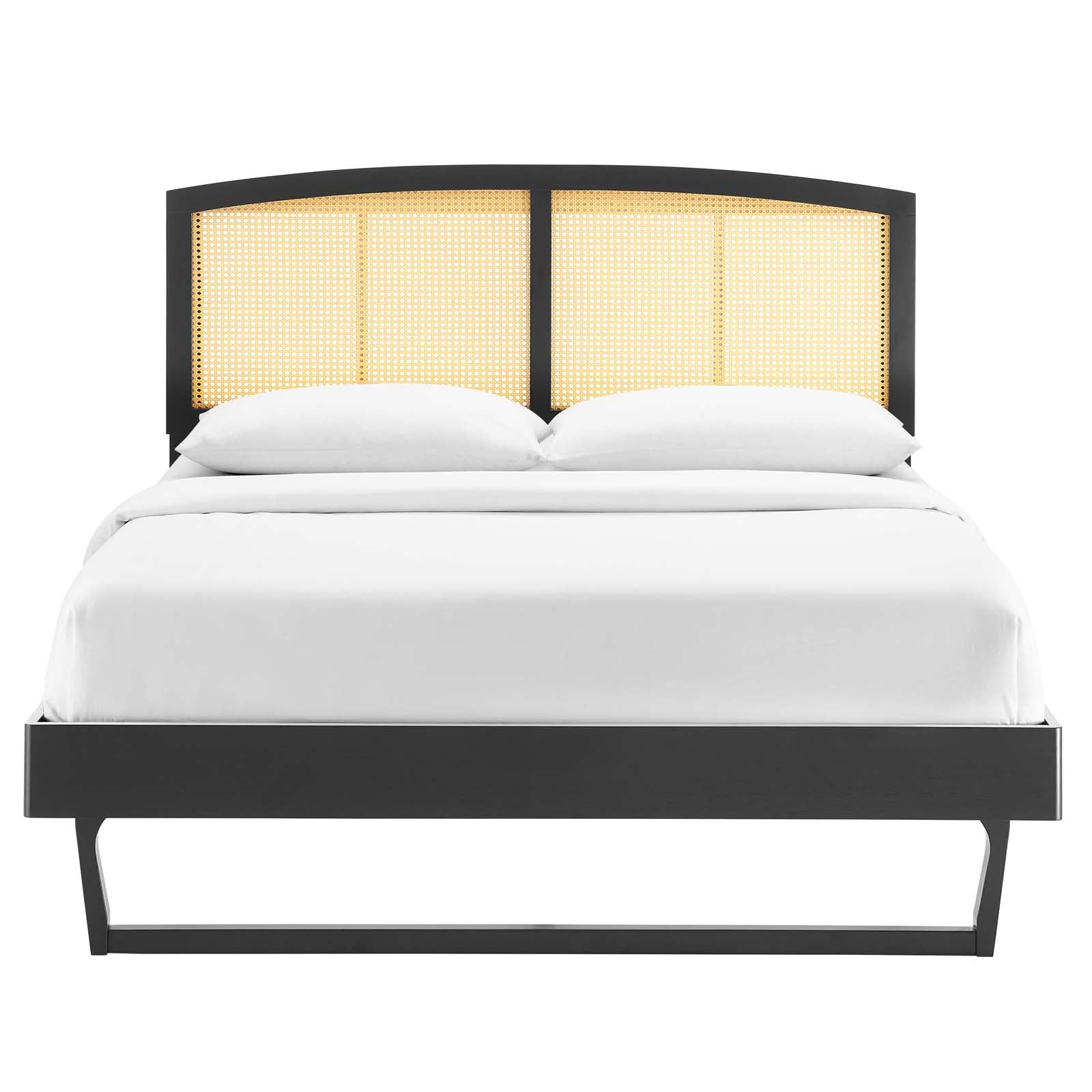 Sierra Cane and Wood Full Platform Bed With Angular Legs by Modway