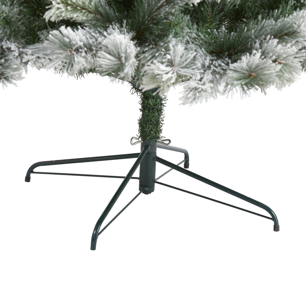 9' Flocked Oregon Pine Artificial Christmas Tree with 600 Clear Lights