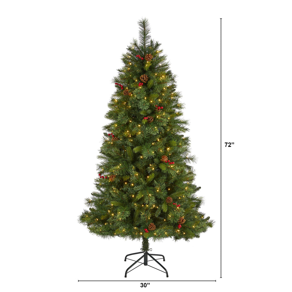 6' Aberdeen Spruce Artificial Christmas Tree w/ 350 Clear LED Lights