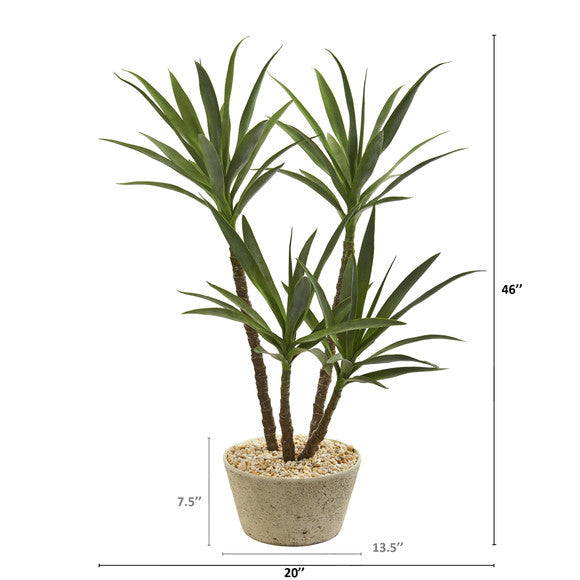 46" Yucca Artificial Plant in White Planter
