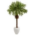 63" Robellini Palm Artificial Tree In White Planter 9428 By Nearly Natural