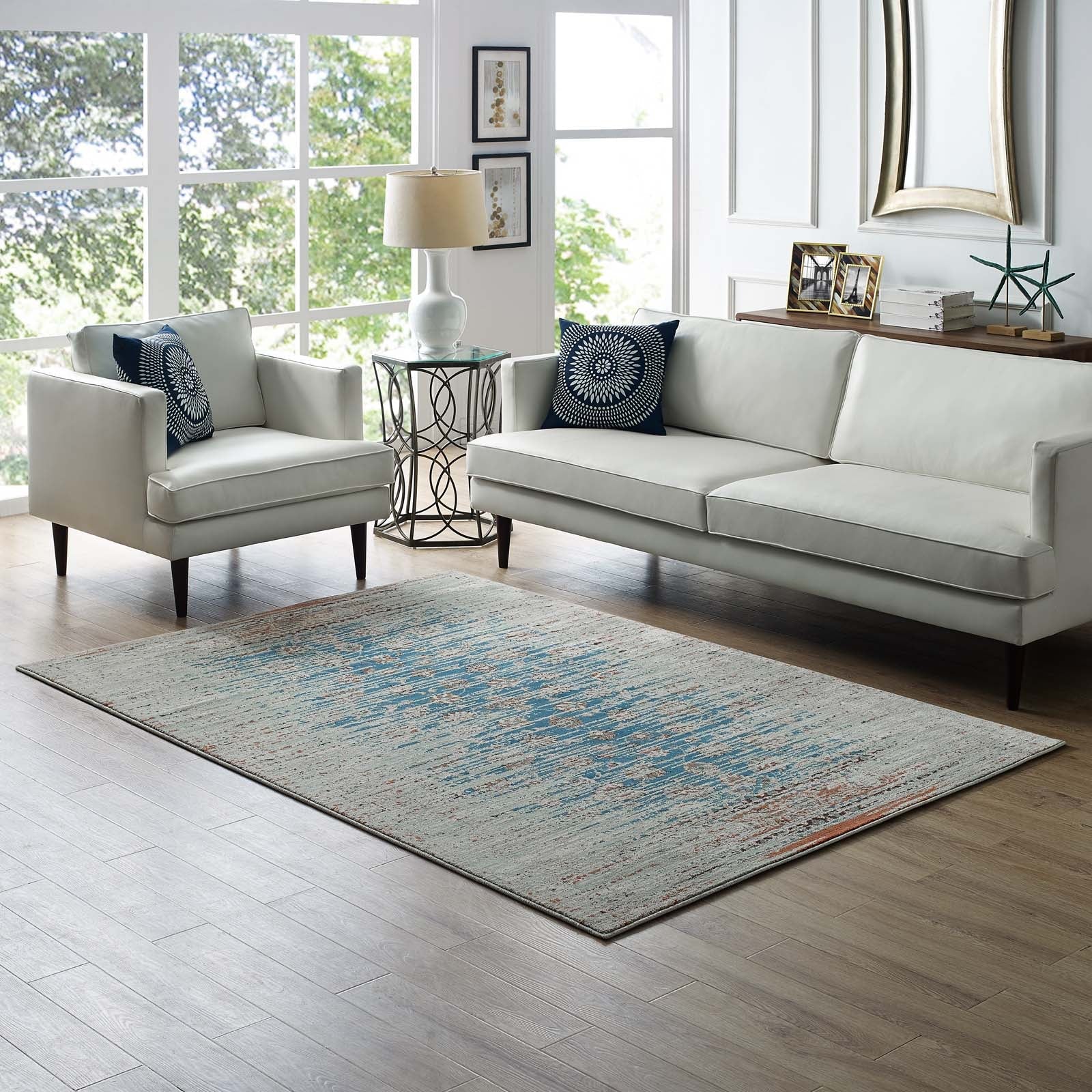 Hesper Distressed Contemporary Floral Lattice 5x8 Area Rug by Modway