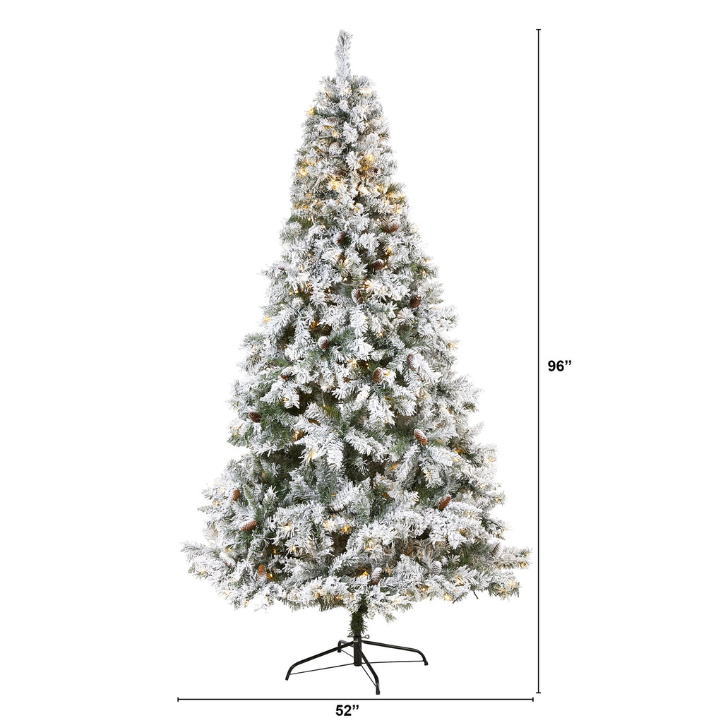 8' Flocked White River Mountain Pine Artificial Christmas Tree