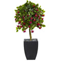 4' Fuschia Artificial Tree in Black Wash Planter
