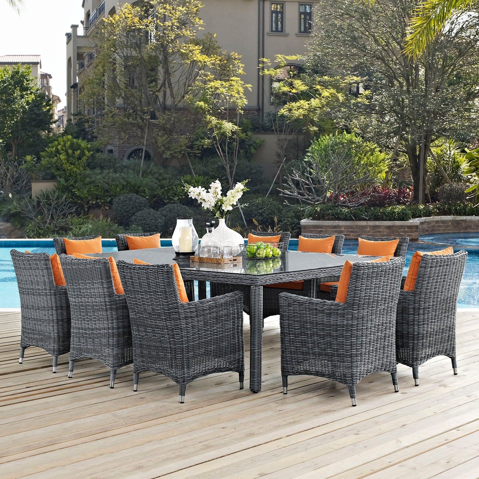 Summon 11 Piece Outdoor Patio Sunbrella¨ Dining Set by Modway