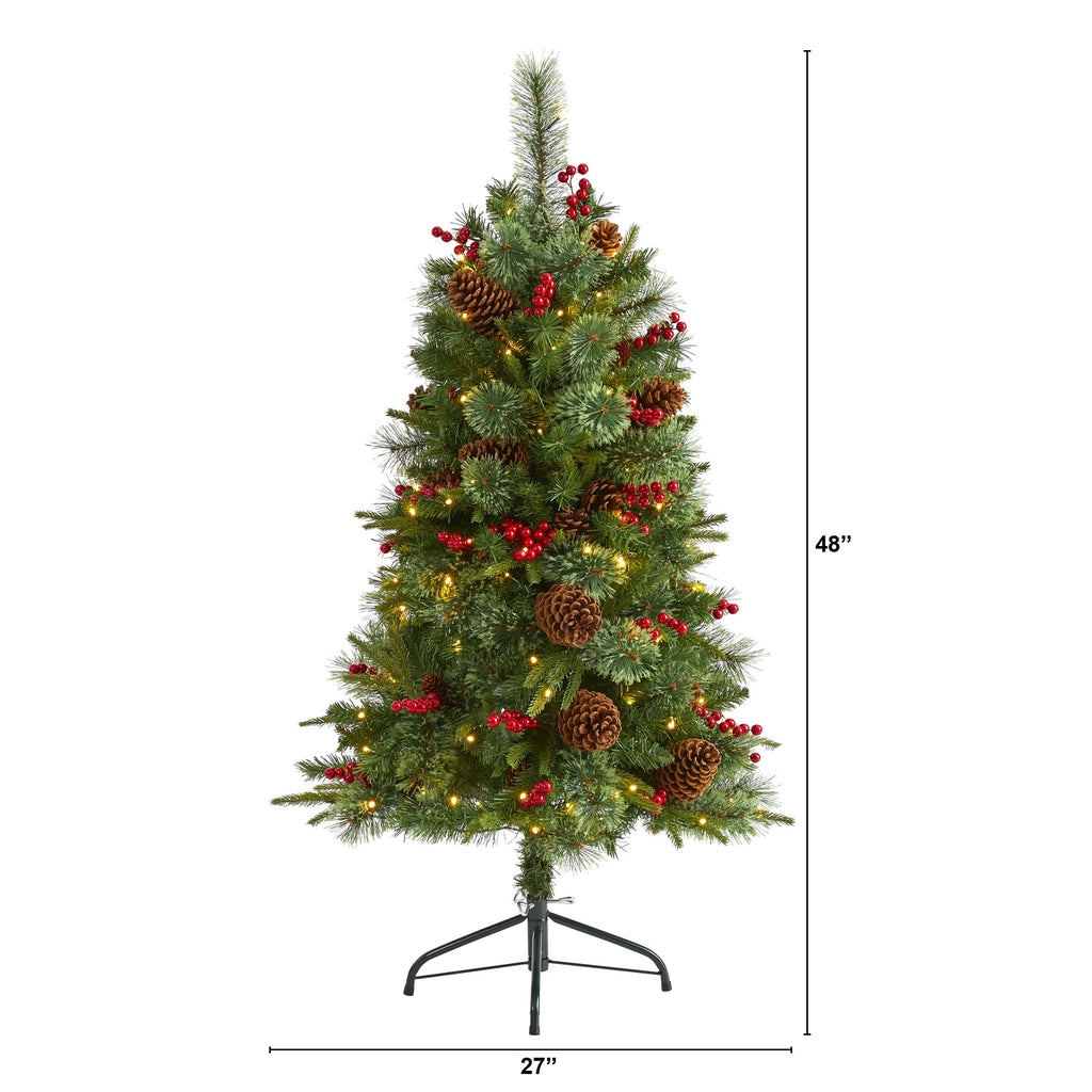 4' Norway Mixed Pine Artificial Christmas Tree w/ 150 Clear LED Lights