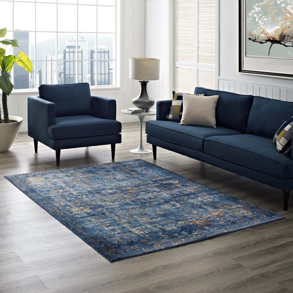 Minu Distressed Floral Lattice 5x8 Area Rug by Modway