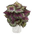 Wax Begonia Artificial Plant in Marble Finished Vase