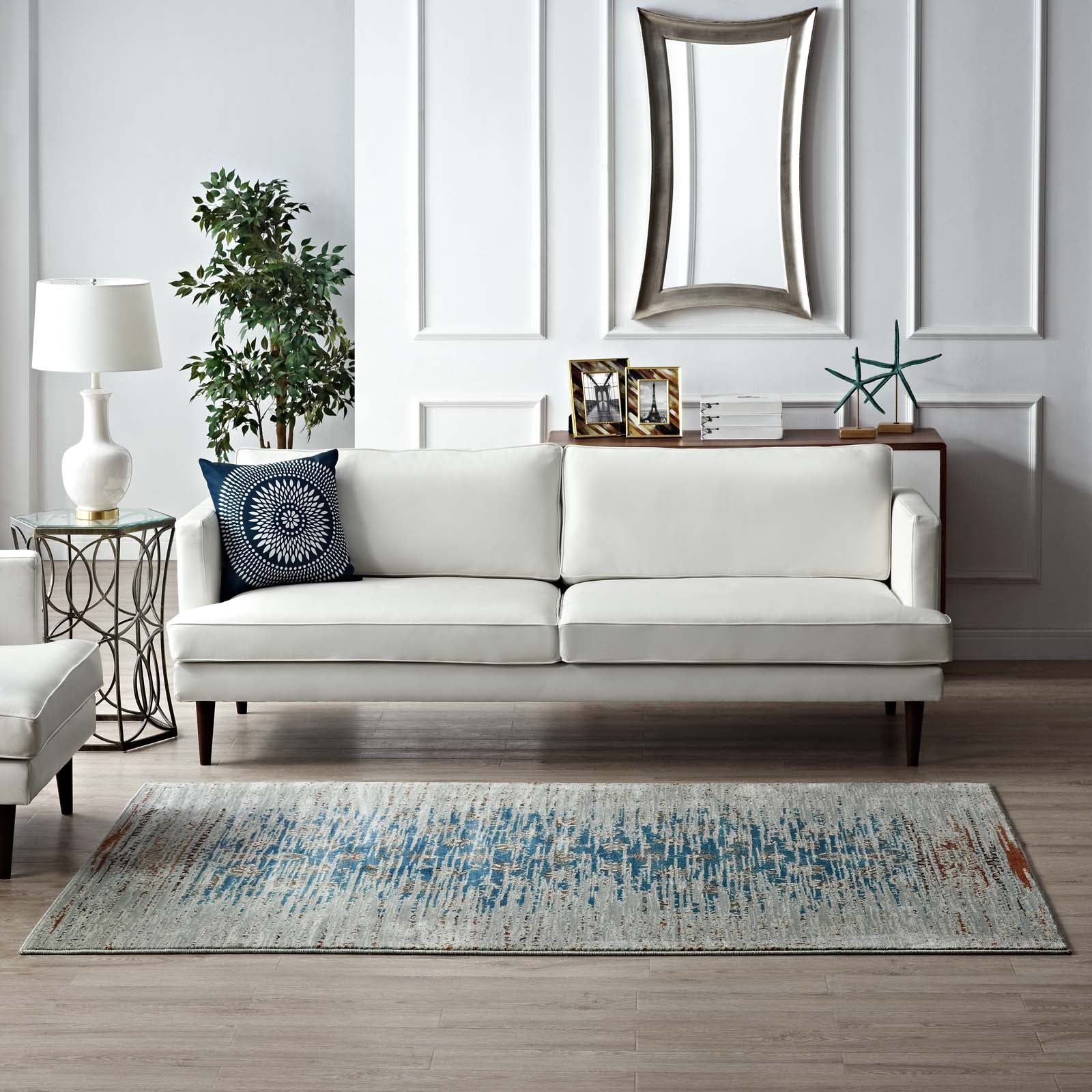 Hesper Distressed Contemporary Floral Lattice 8x10 Area Rug by Modway