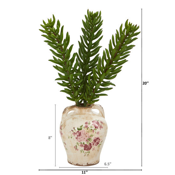 20" Succulent Artificial Plant in Floral Jar