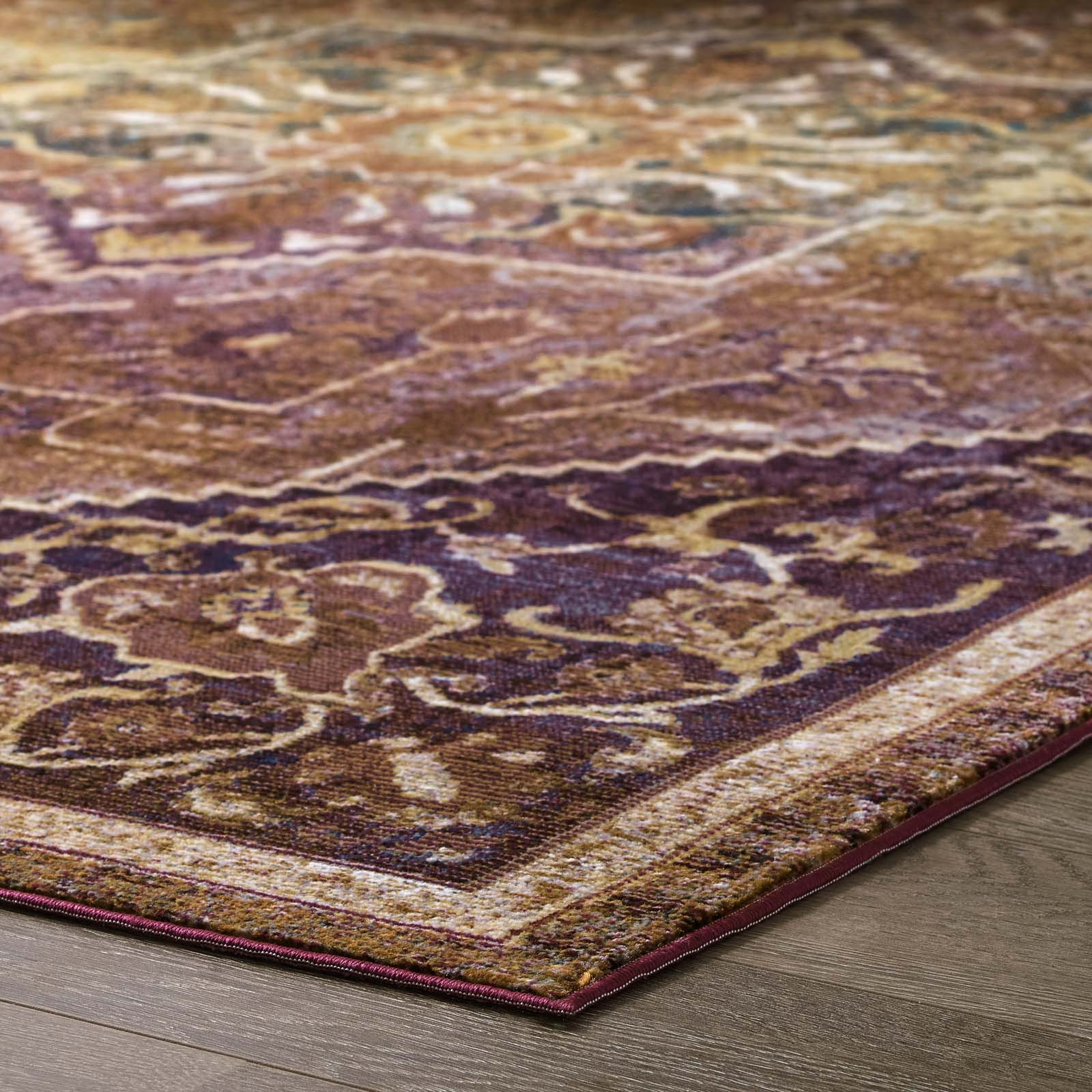 Success Kaede Transitional Distressed Vintage Floral Vintage Medallion 8x10 Area Rug by Modway