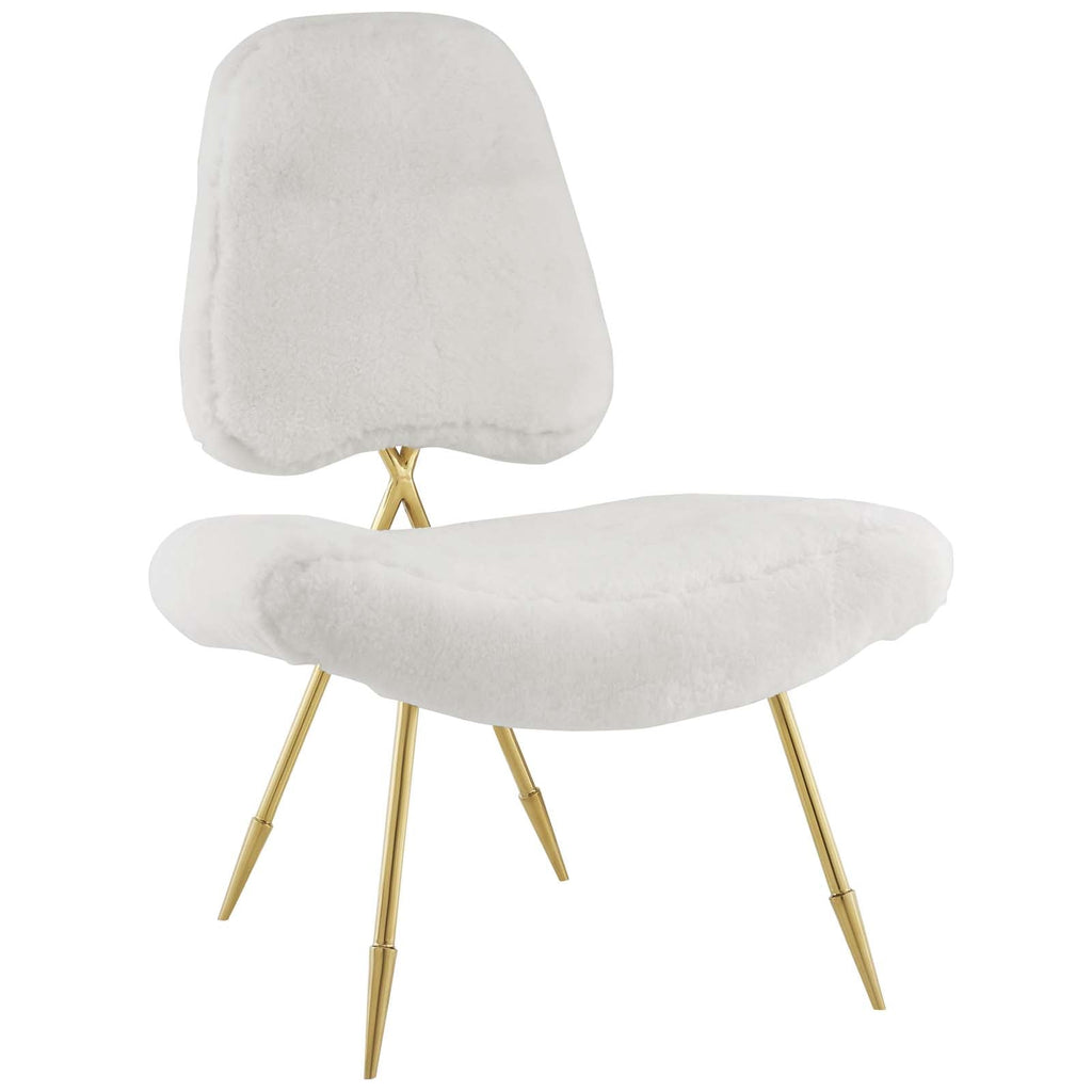 Ponder Upholstered Sheepskin Fur Lounge Chair by Modway