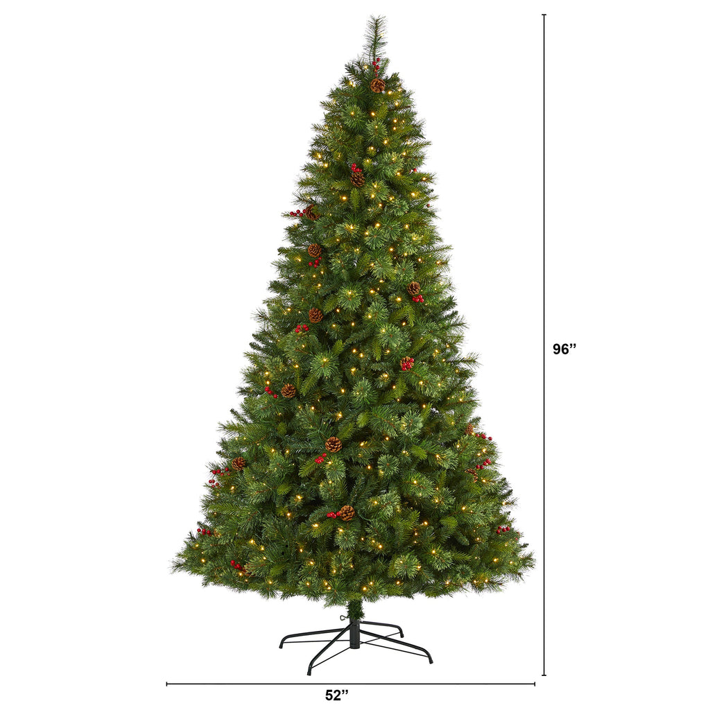 8' Aberdeen Spruce Artificial Christmas Tree w/ 500 Clear LED Lights