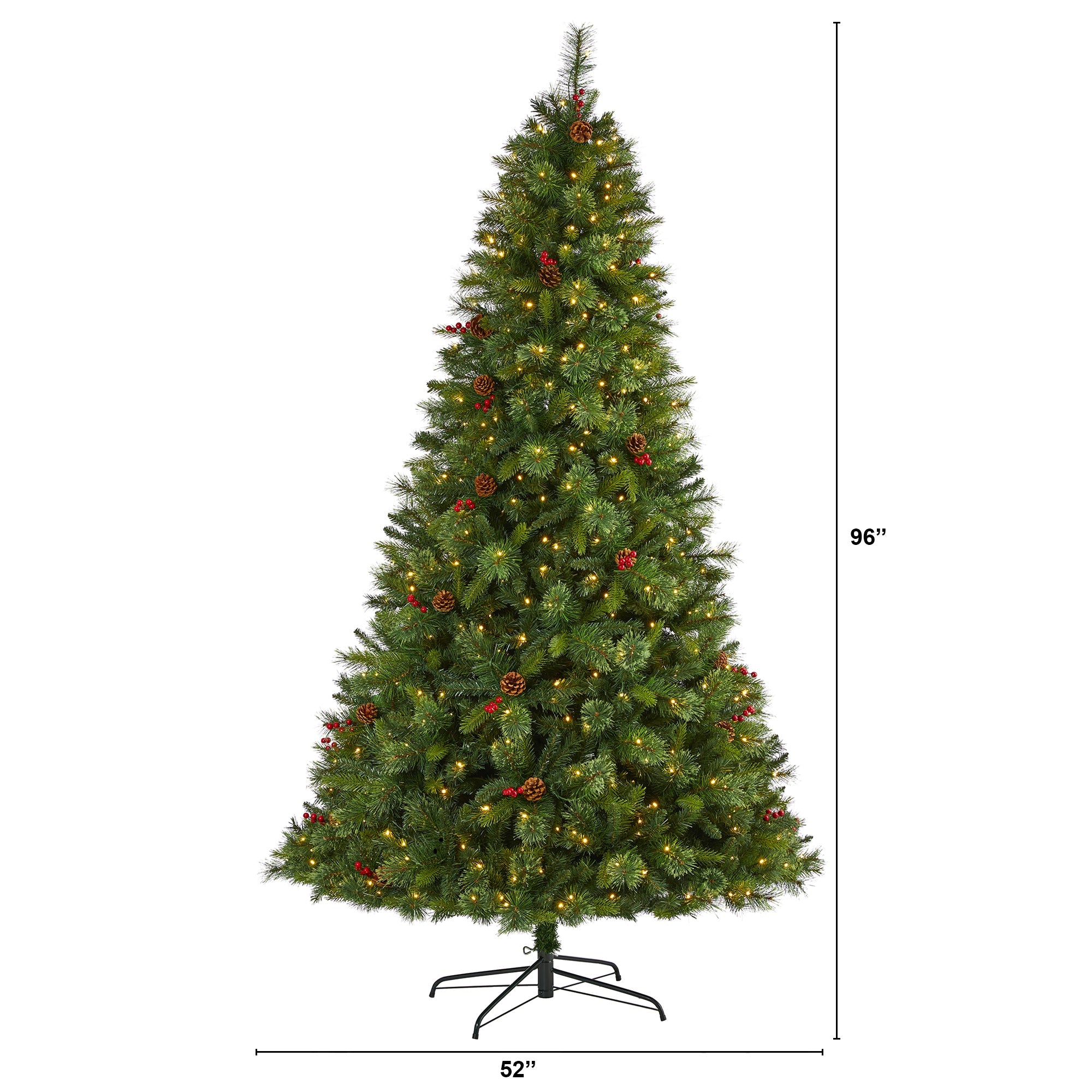 8' Aberdeen Spruce Artificial Christmas Tree w/ 500 Clear LED Lights