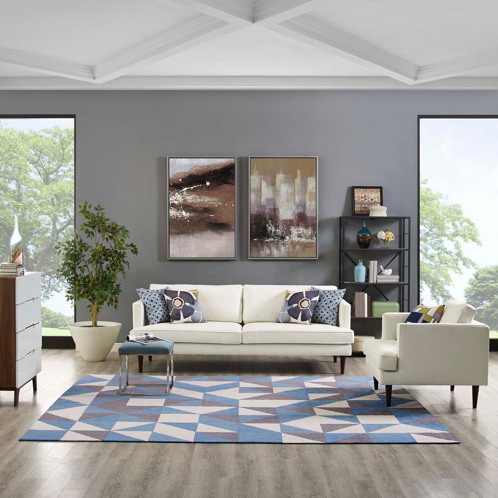 Kahula Geometric Triangle Mosaic 8x10 Area Rug by Modway