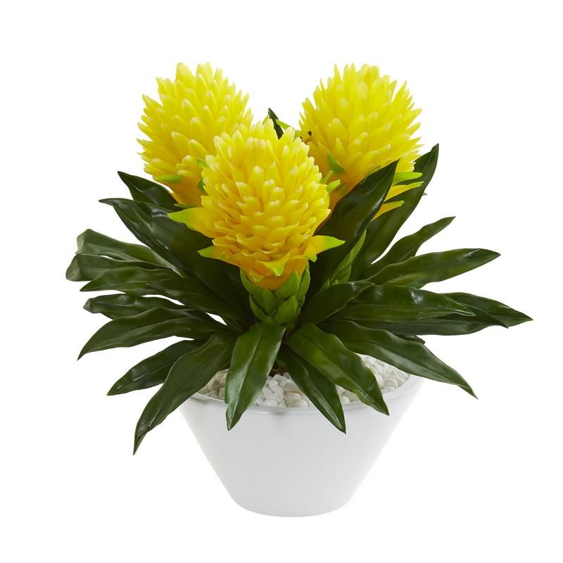 17"  Ginger Artificial Plant in White Vase