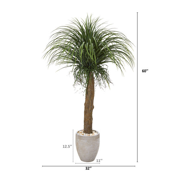 5' Pony Tail Palm Artificial Plant in Sand Colored Planter