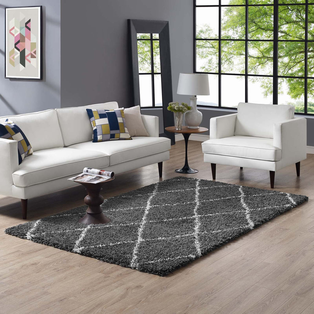 Toryn Diamond Lattice 5x8 Shag Area Rug by Modway