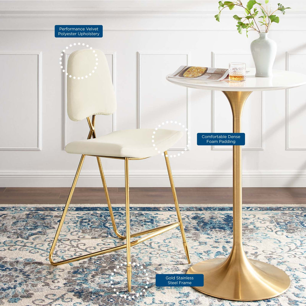 Ponder Performance Velvet Bar Stool by Modway