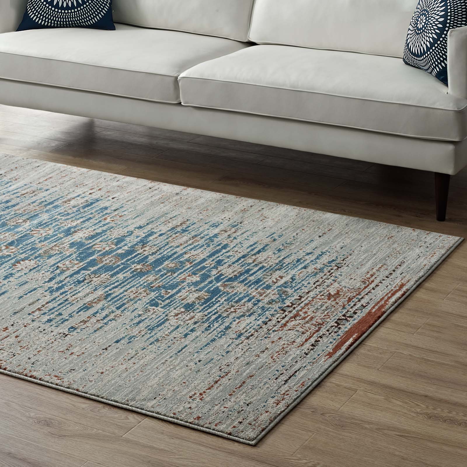 Hesper Distressed Contemporary Floral Lattice 5x8 Area Rug by Modway