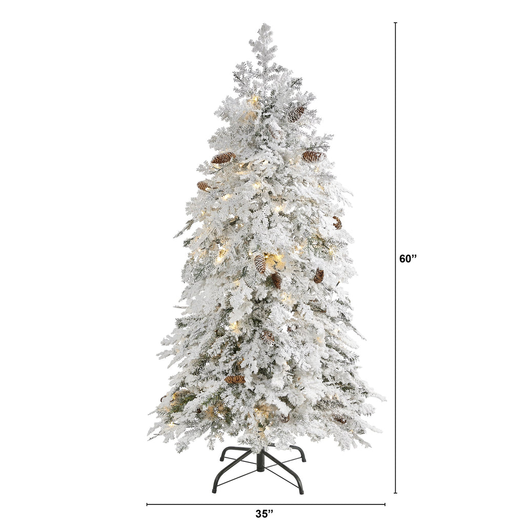 5' Flocked Montana Down Swept Spruce Artificial Christmas Tree