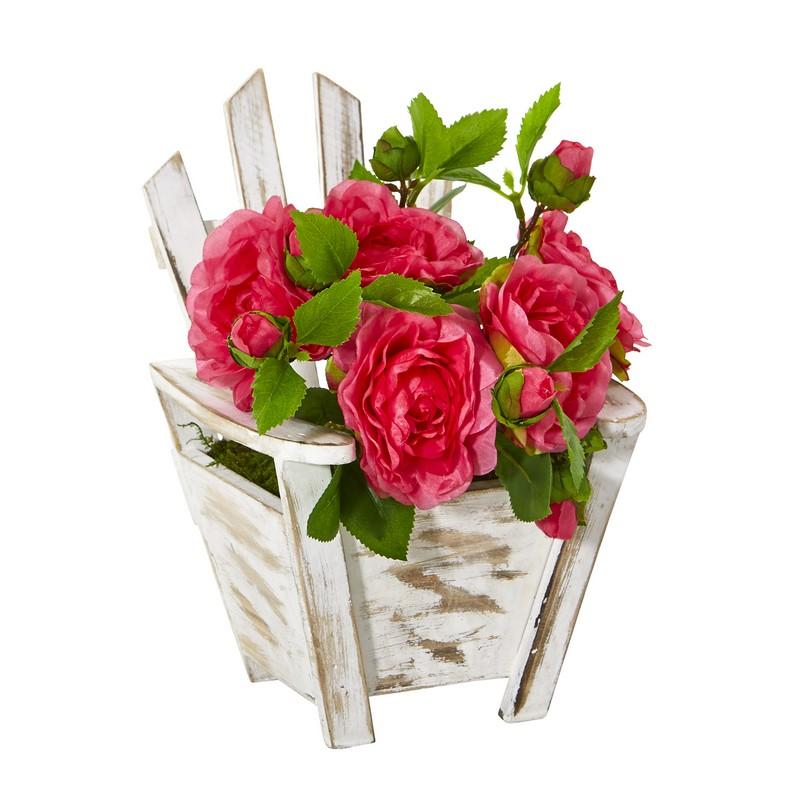 9"  Camellia Artificial Arrangement in Chair Planter