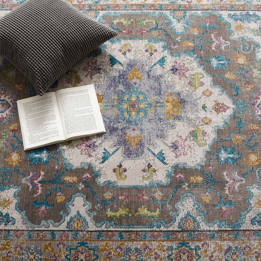 Success Anisah Distressed Floral Vintage Medallion 8x10 Area Rug by Modway