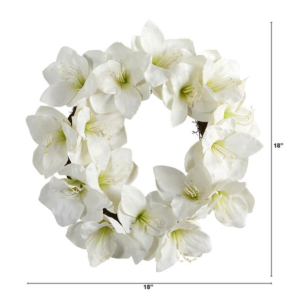 18" White Amaryllis Artificial Wreath