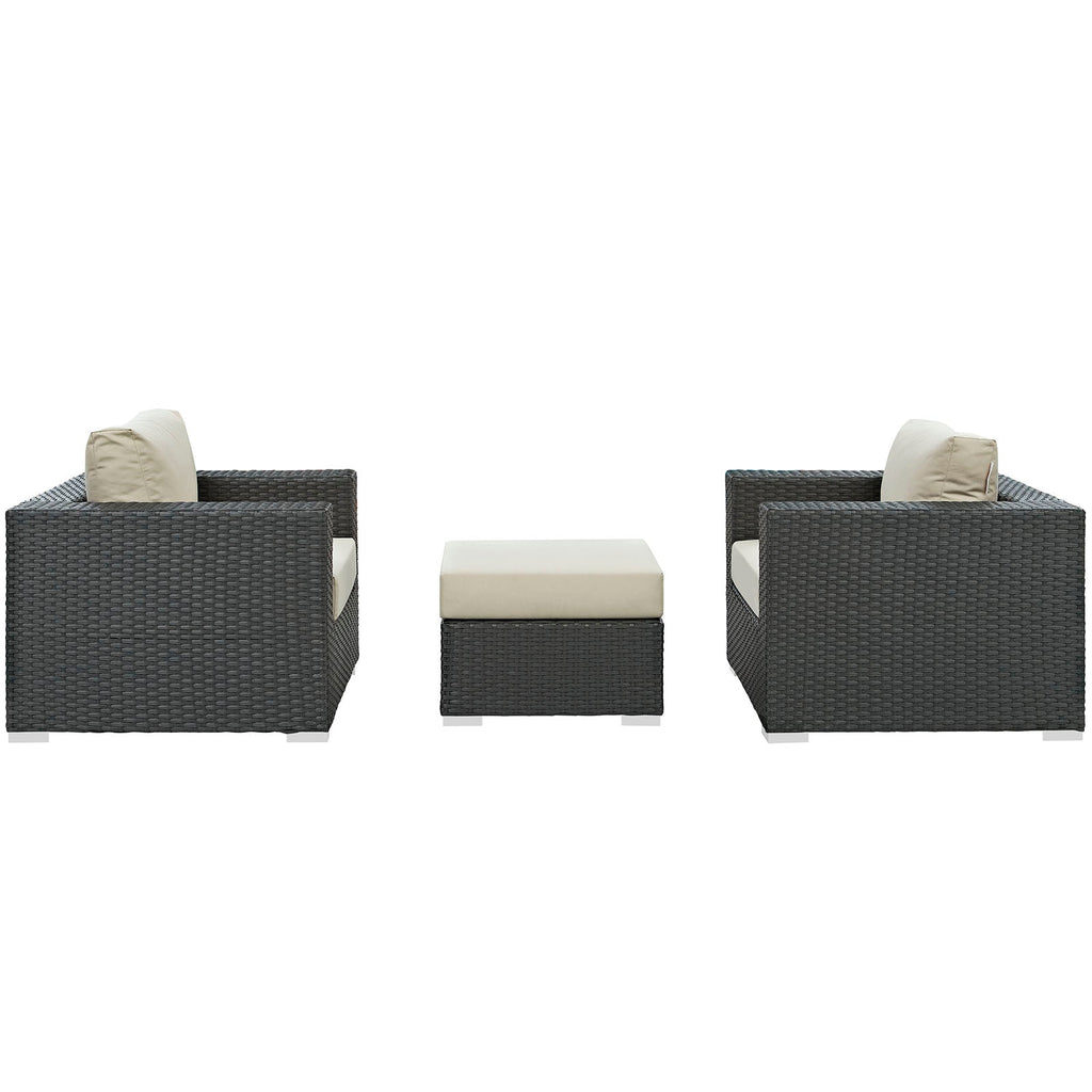 Sojourn 3 Piece Outdoor Patio Sunbrella¨ Sectional Set by Modway
