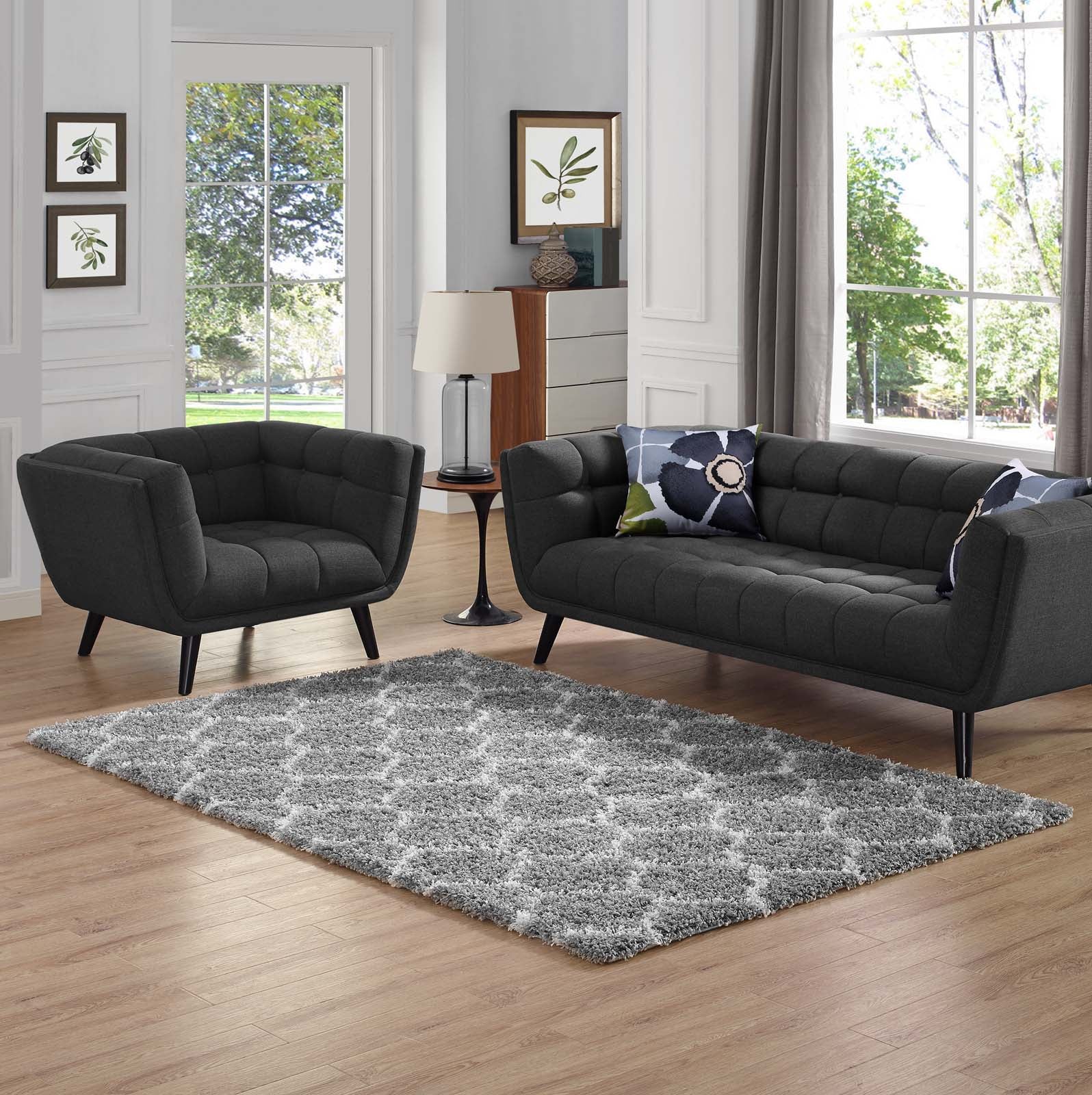 Solvea Moroccan Trellis 5x8 Shag Area Rug by Modway
