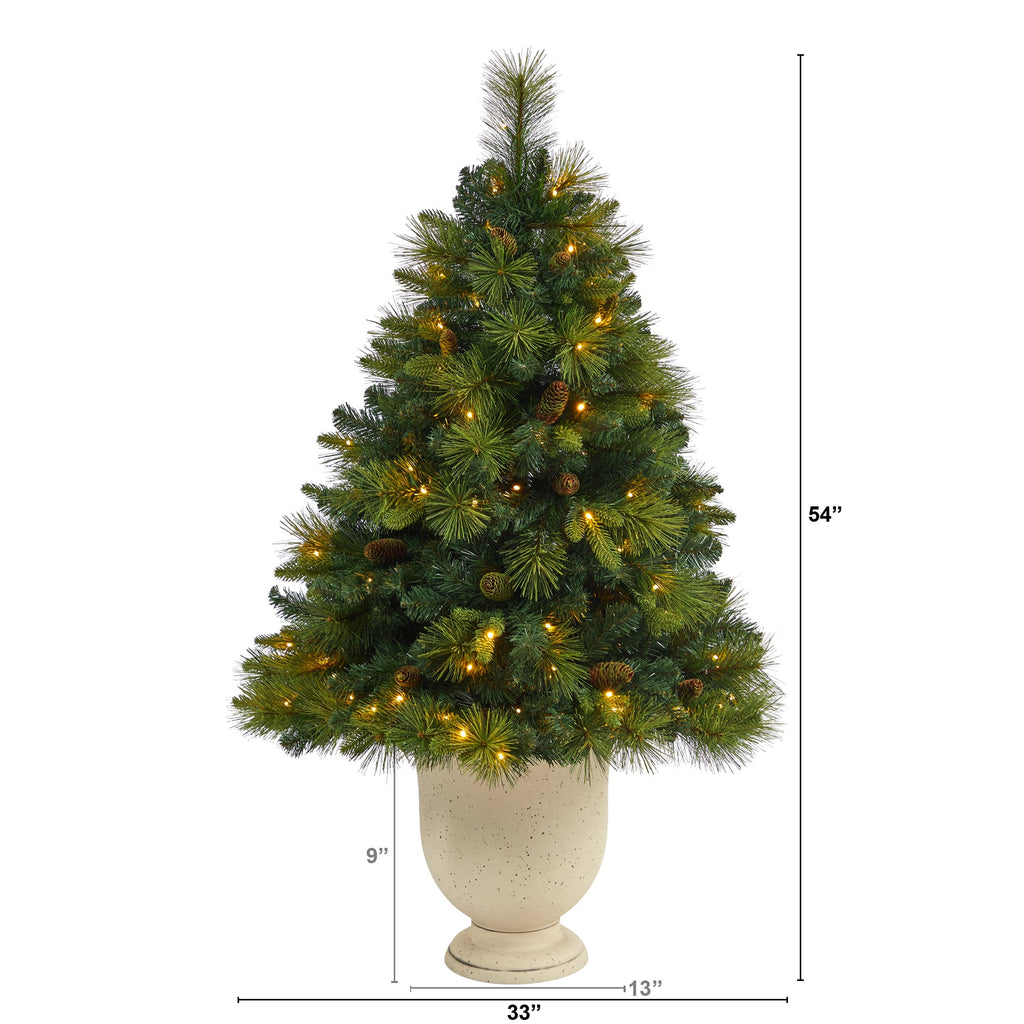 4.5' North Carolina Mixed Pine Artificial Christmas Tree w/ 130 Warm White LED