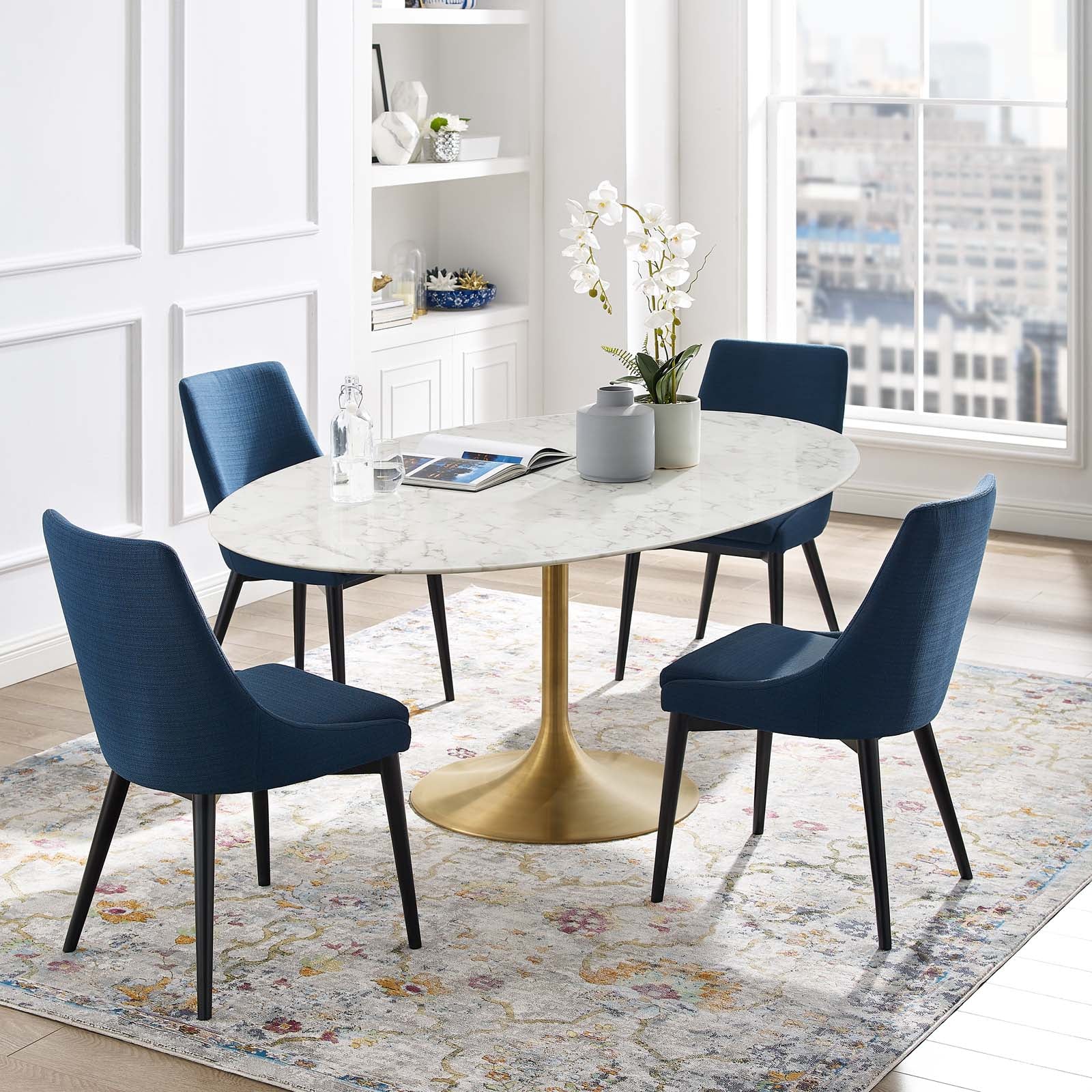 Lippa 78" Oval Faux Marble Dining Table by Modway