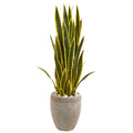 3.5' Sansevieria Artificial Plant in Sand Colored Planter