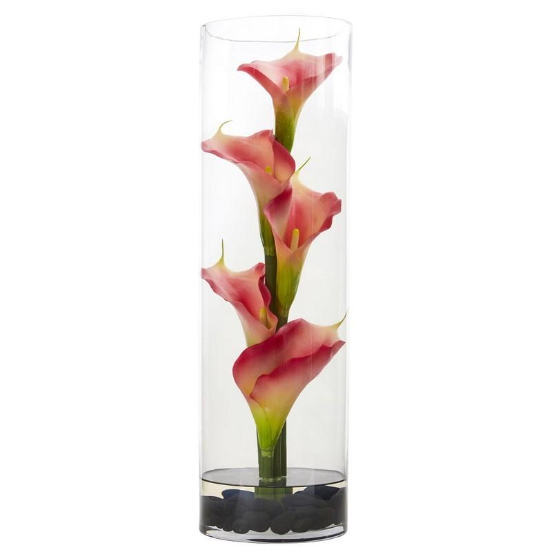 20" Calla Lily in Cylinder Glass