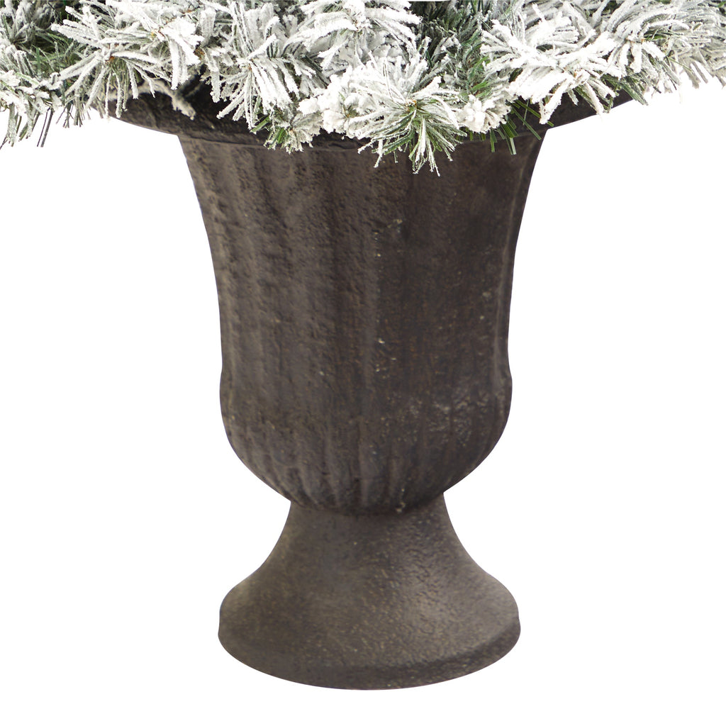 4.5' Flocked White River Mountain Pine Artificial Christmas Tree w/ Pinecones