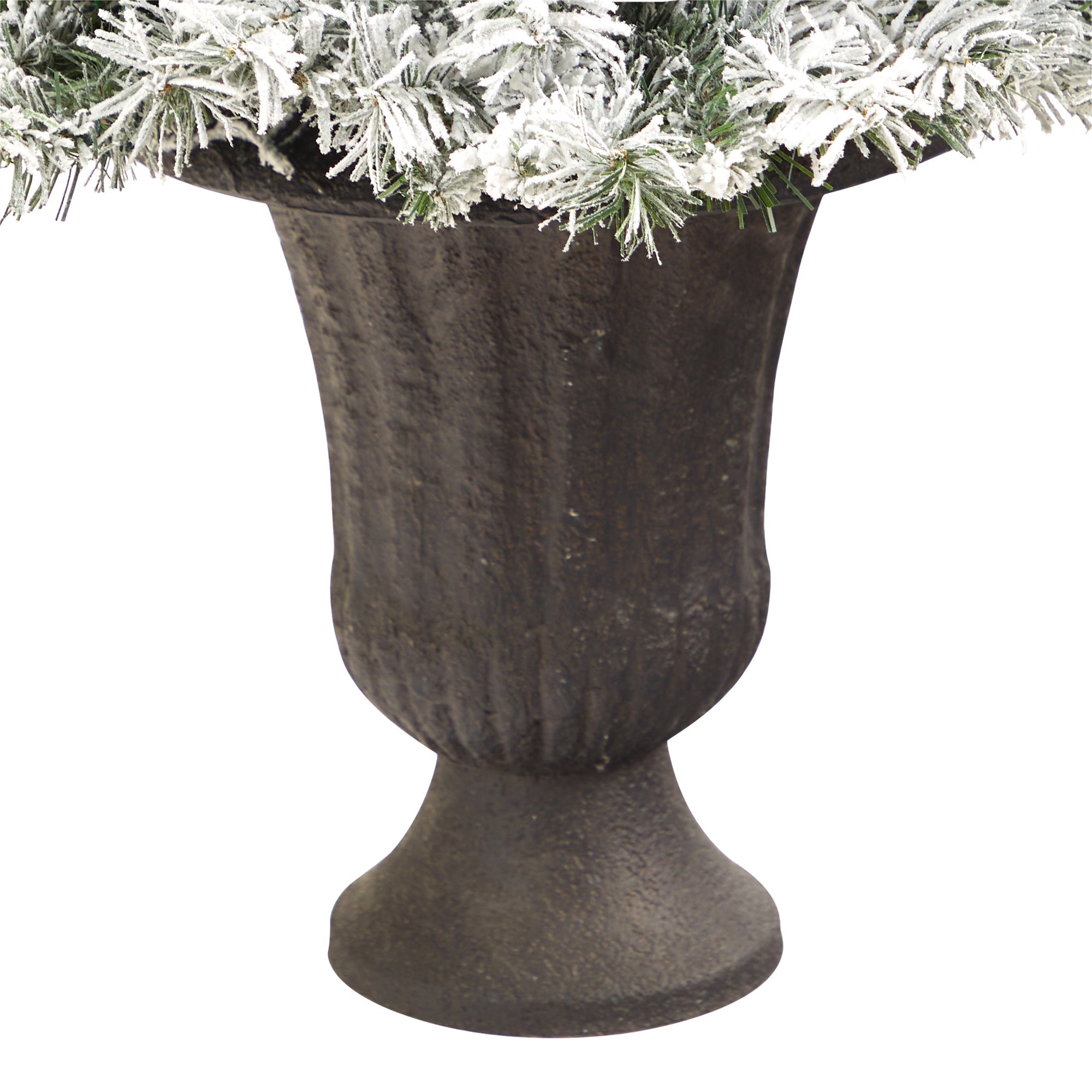 4.5' Flocked White River Mountain Pine Artificial Christmas Tree w/ Pinecones