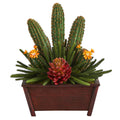 18" Mixed Cactus Succulent Artificial Plant in Planter