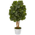 50"  Fiddle Leaf Fig Artificial Tree in White Tin Planter