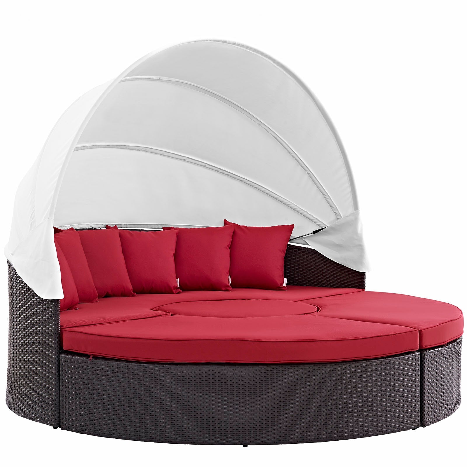 Convene Outdoor Patio Wicker Rattan Canopy Sectional Daybed by Modway