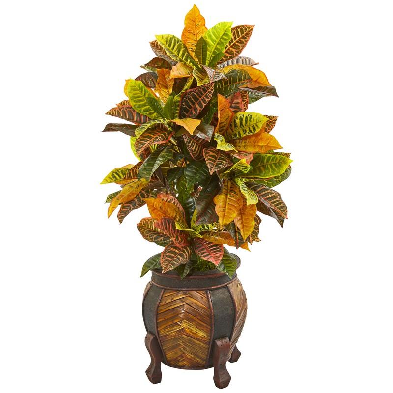 44"  Croton Artificial Plant in Decorative Planter(Real Touch)
