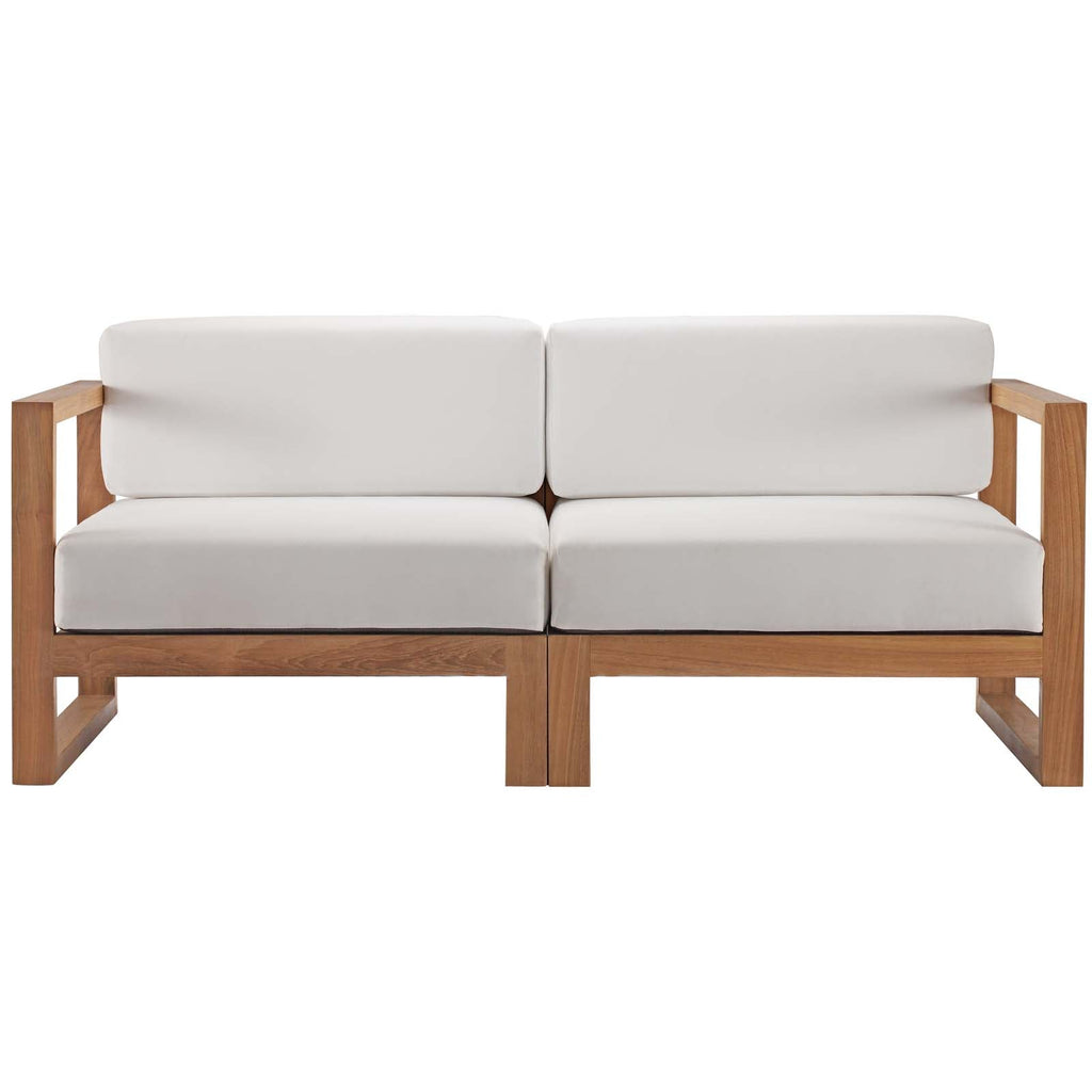 Upland 2-Piece Outdoor Patio Teak Wood Sectional Sofa Loveseat by Modway