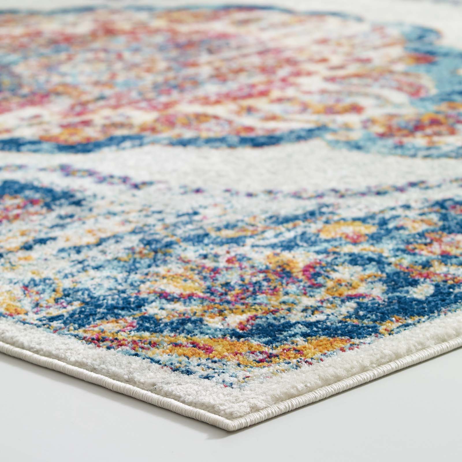 Entourage Malia Distressed Vintage Floral Vintage Medallion 5x8 Area Rug by Modway