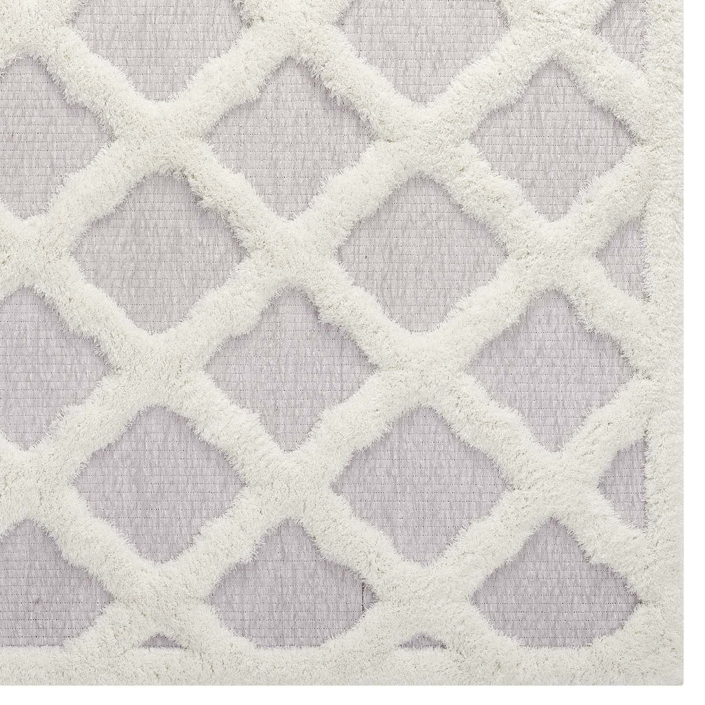 Whimsical Regale Abstract Moroccan Trellis Shag 5x8 Area Rug by Modway