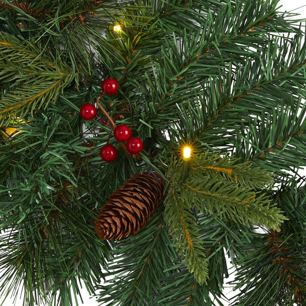 6' Mixed Pine Artificial Christmas Garland w/ 35 Clear LED Lights