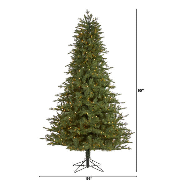 7.5' New Hampshire Spruce Artificial Christmas Tree with 650 Warm White Lights