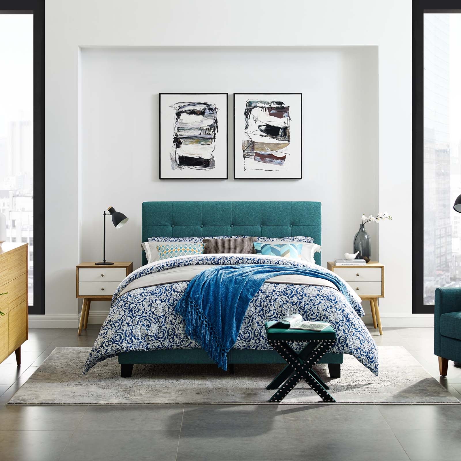 Amira Upholstered Fabric Full Bed by Modway