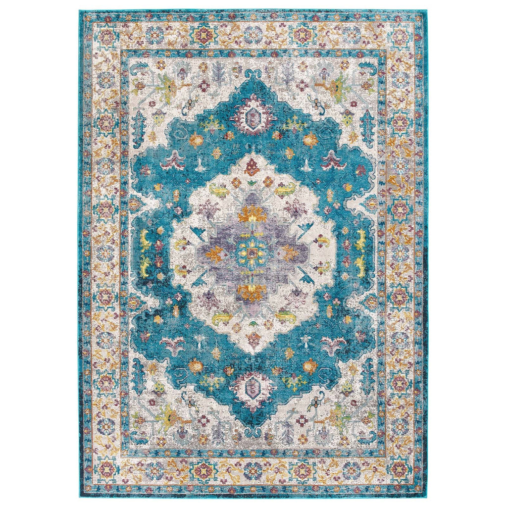 Success Anisah Distressed Floral Vintage Medallion 5x8 Area Rug by Modway