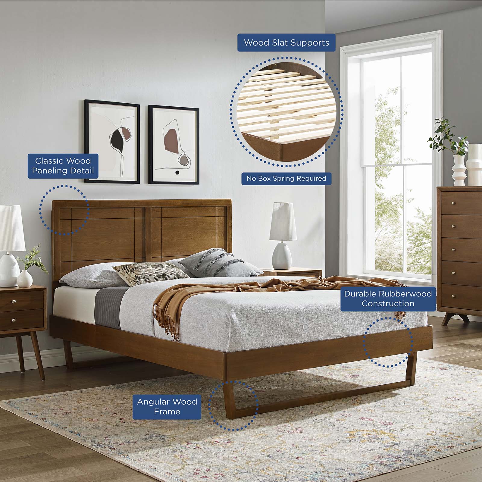 Marlee Wood Twin Platform Bed With Angular Frame by Modway